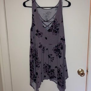 Torrid Size 2 babydoll sharkbite criss cross top